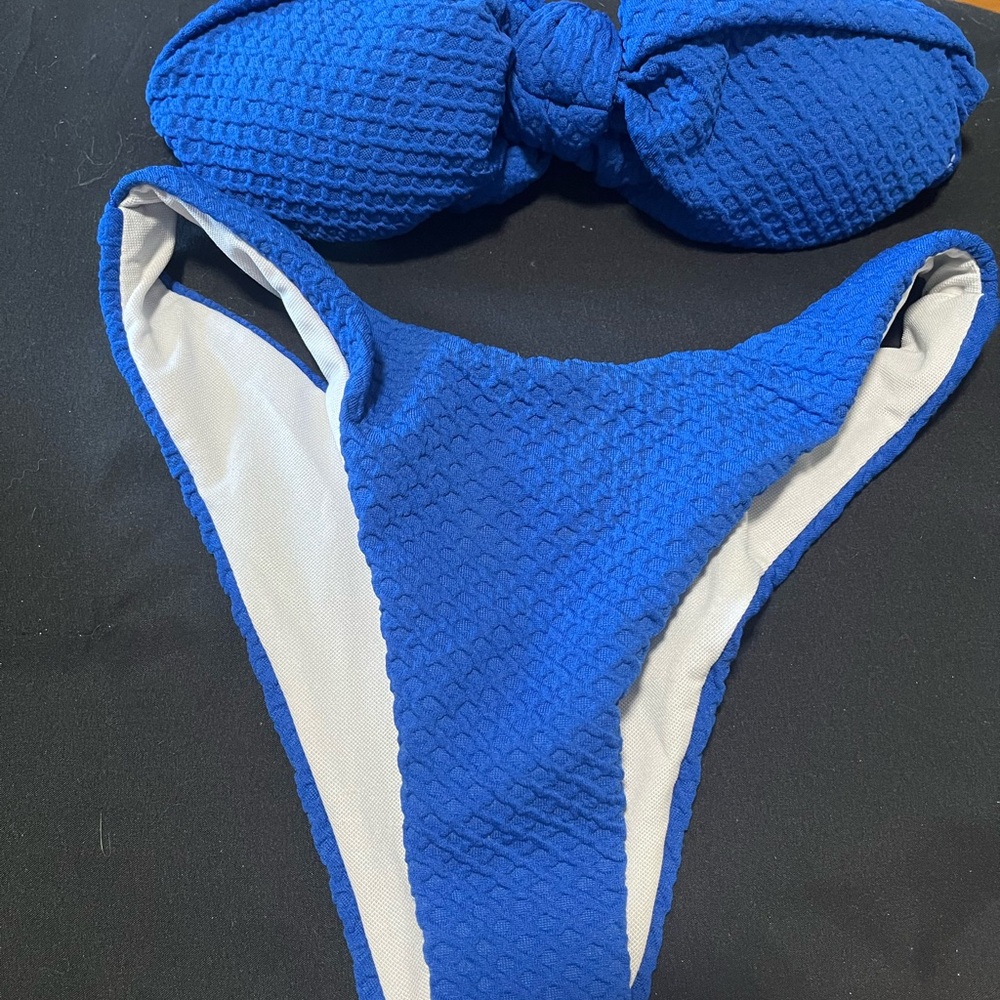 Blue Textured Kids One Piece